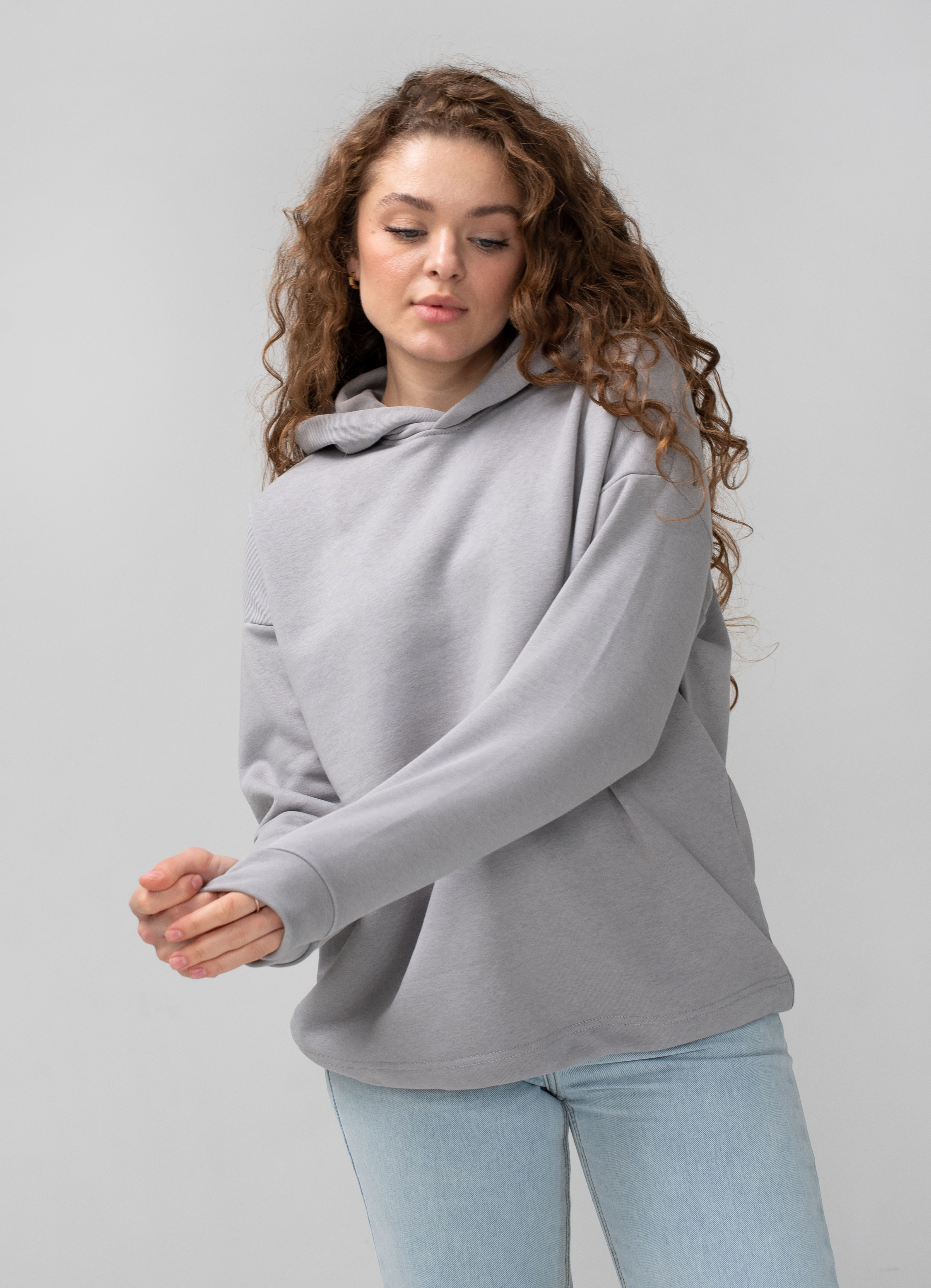 Худі жіноче oversize з подвійним капюшон та фіксатори 24207