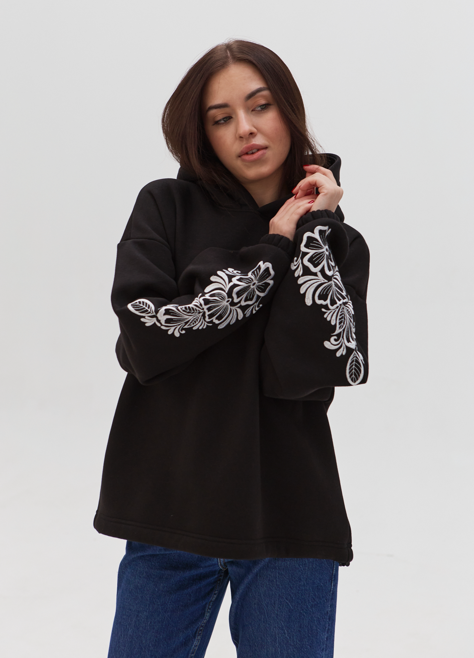 Женская толстовка oversize с красивой вышивкой Hector 24219