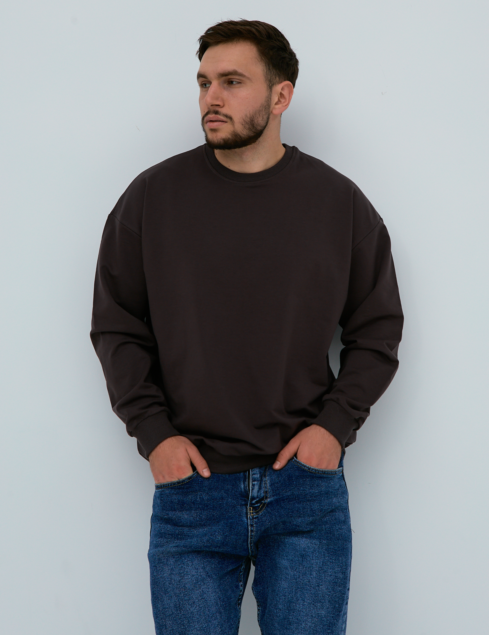 Однотонный oversize свитшот больших размеров 18023