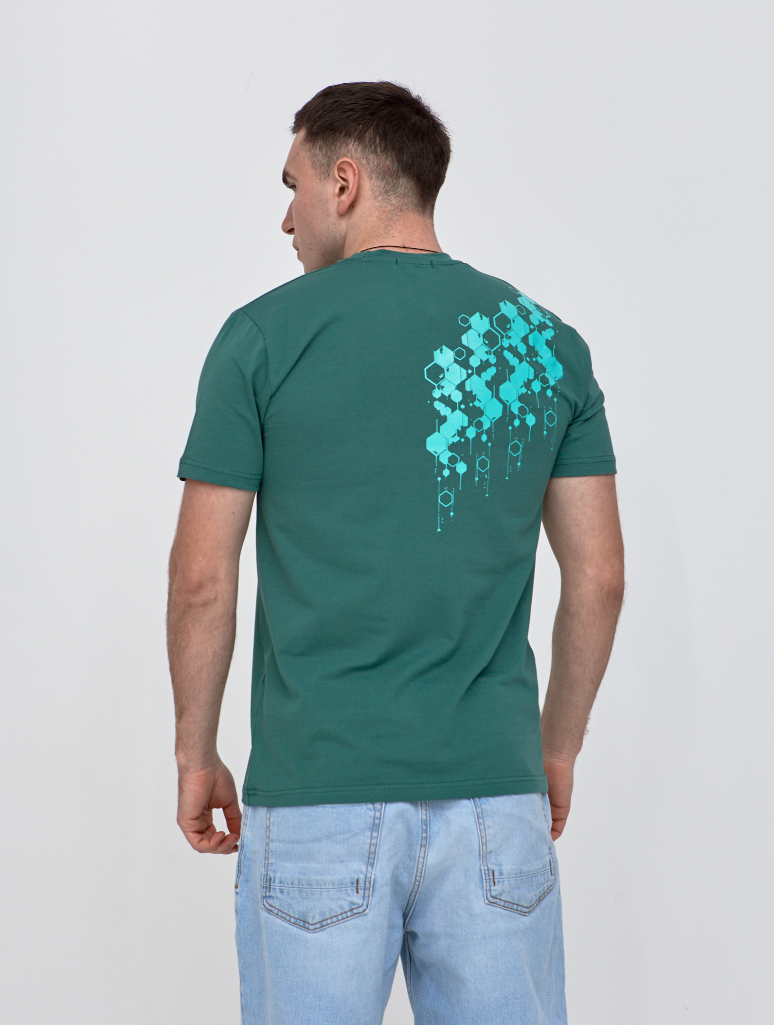 Футболка з оринінальним принтом HEXAGONS спереді та на спинці Hector 42023