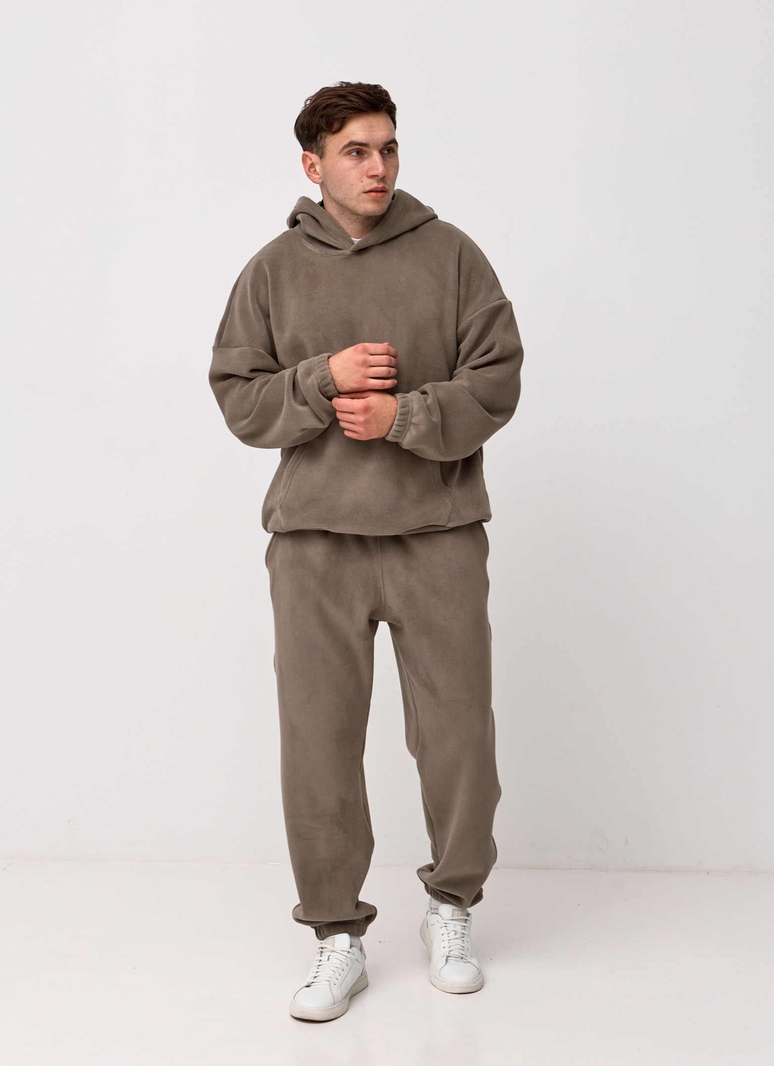 Флісовий oversize костюм з кишенями-кенгуру та євроманжетами 30591