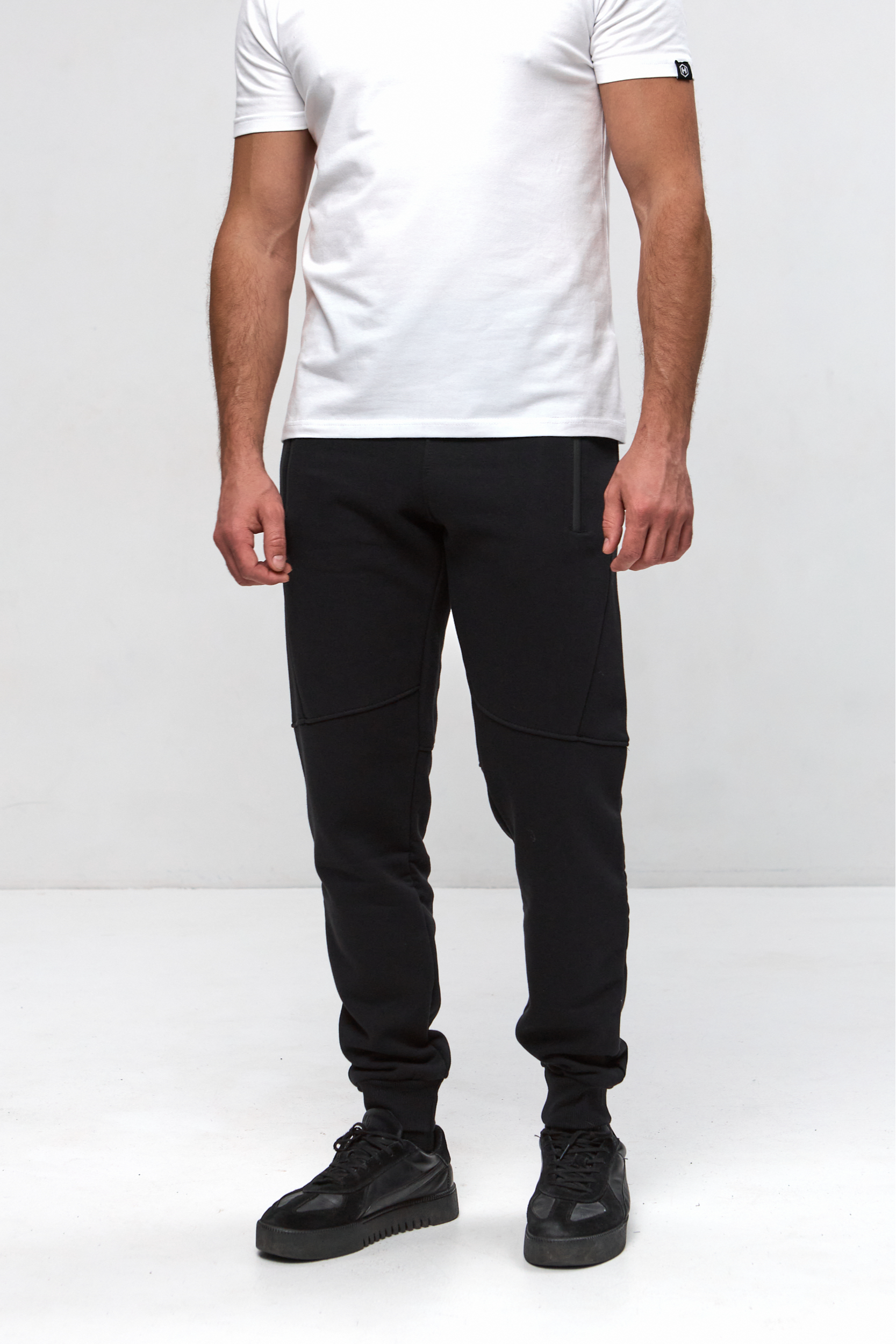 Теплі "різані" штани на манжетах великих розмірів з кишенями на застібці 30709