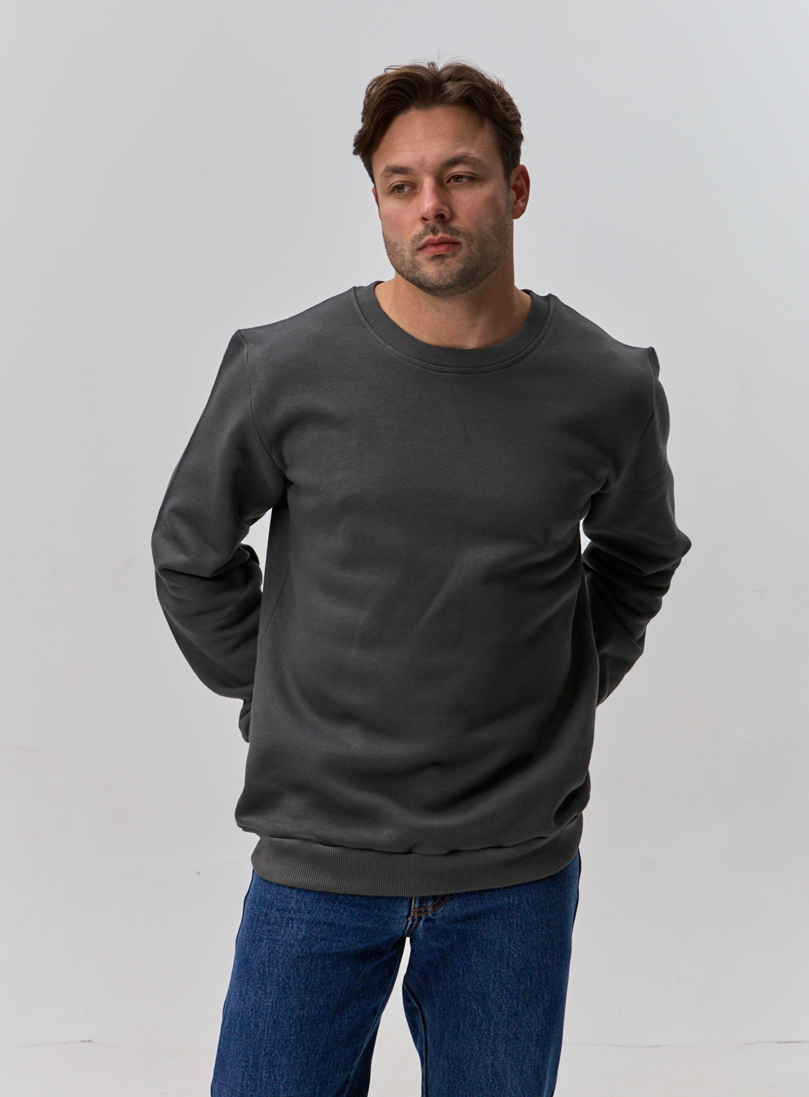 Теплий однотонний чоловічий світшот hector 30324