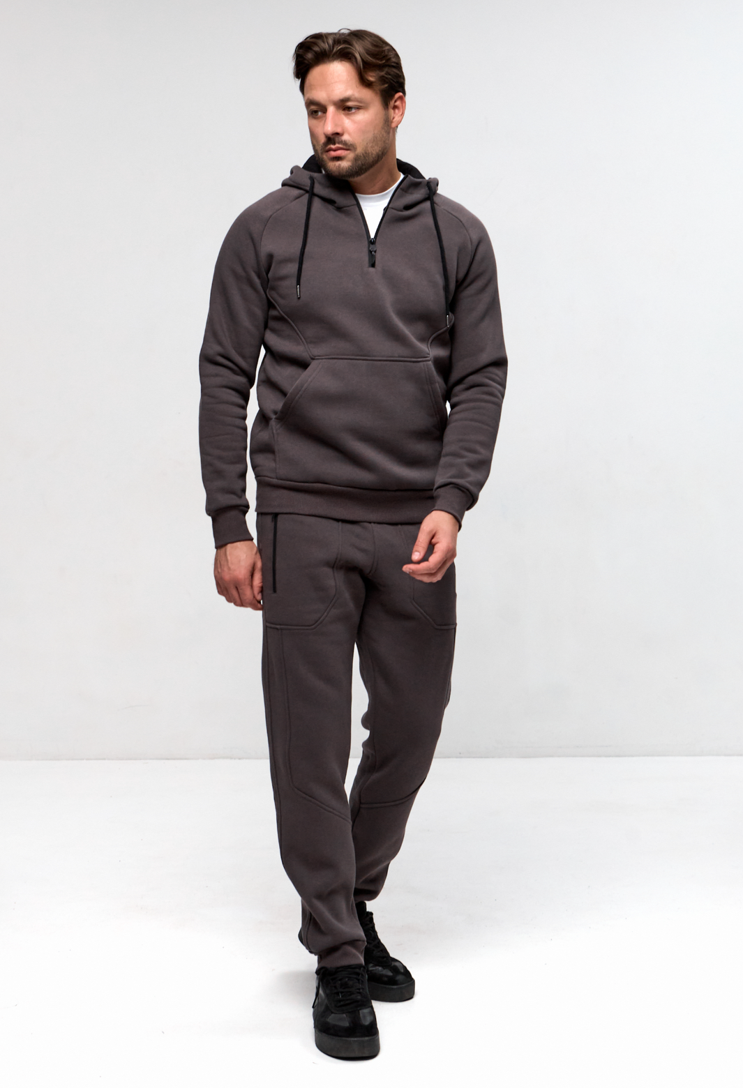 Теплый костюм с худи-регланом и капюшоном 30592