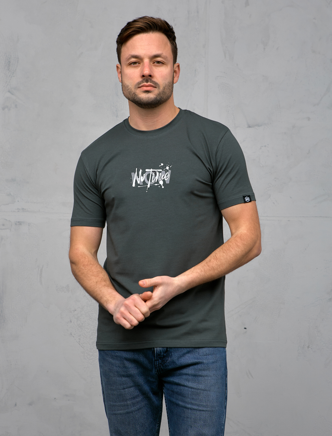 Мужская футболка с оригинальным принтом NO TIME NOW 40465