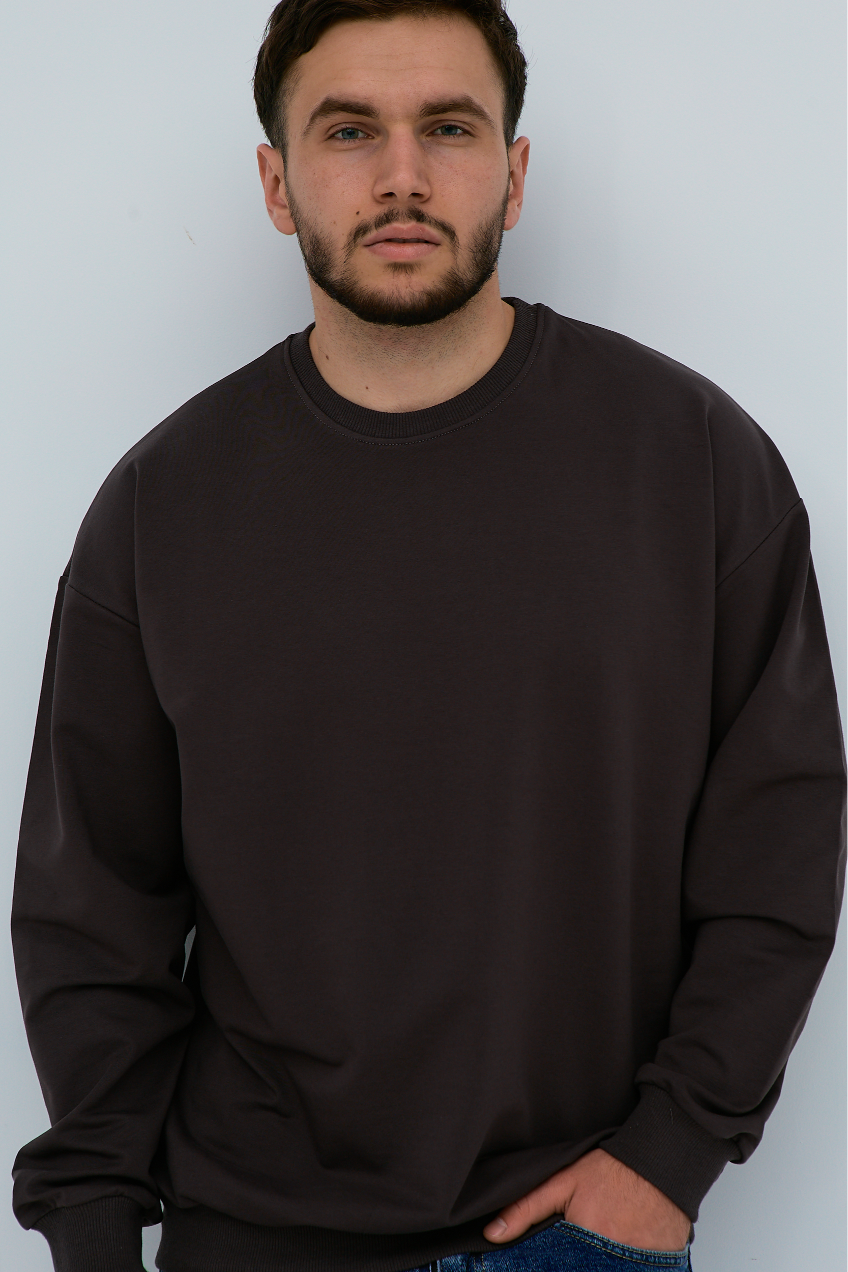 Однотонный oversize свитшот больших размеров 18023