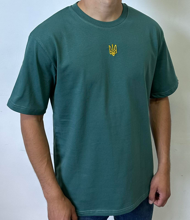 Чоловіча футболка oversize з вишитим Тризубом 40324