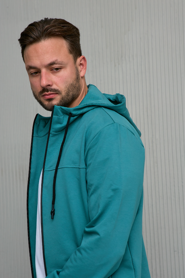 Чоловіча кофта на замку з капюшоном 17314