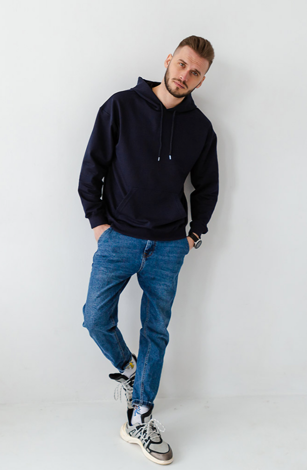 Однотонна толстовка зі спущеними рукавами 17240