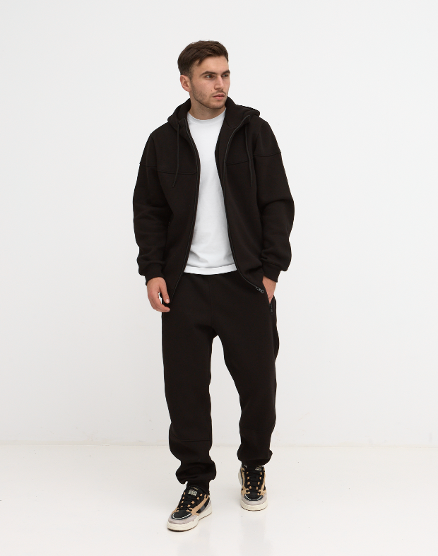 Теплий костюм "різаний" великих розмірів з високим коміром 30806