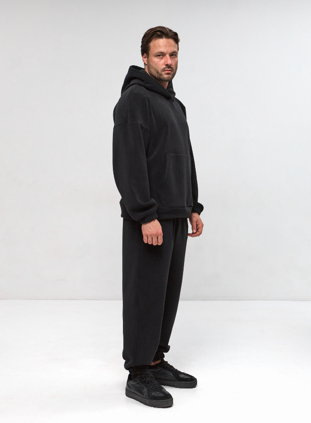 Флісовий oversize костюм з кишенями-кенгуру та євроманжетами 30591