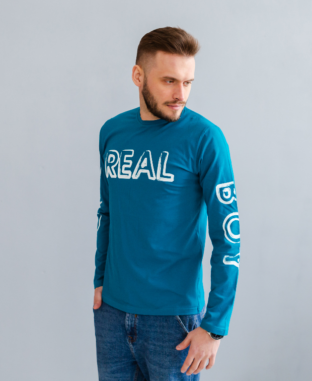Футболка довгий рукав, лонгслів із принтом real bad boy 5206