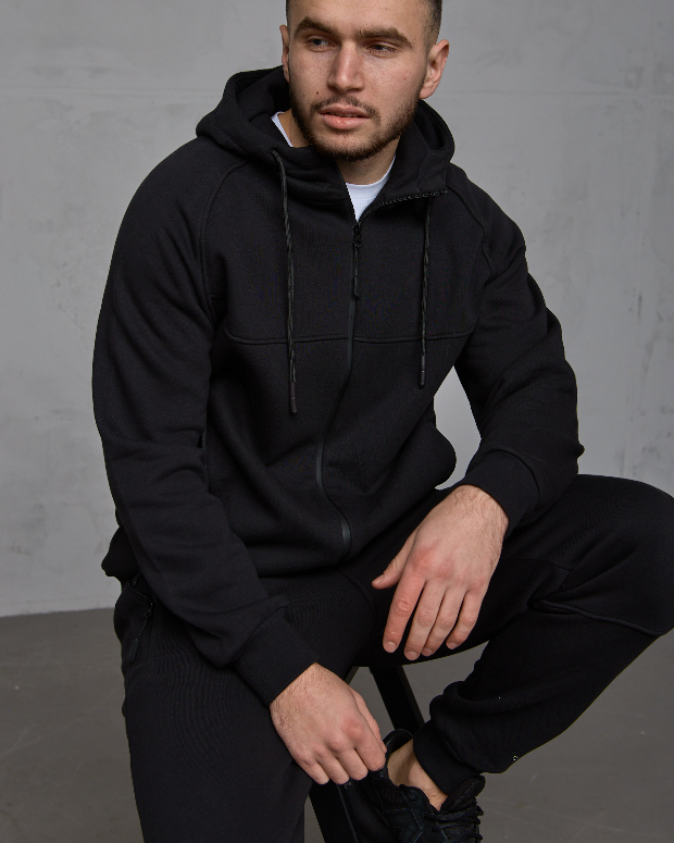 Теплий костюм великих розмірів із кофтою-реглан та високим коміром 30802