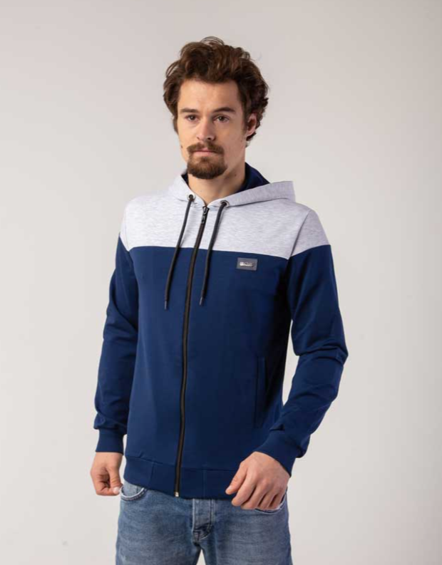 Комбінована кофта на блискавці з капюшоном 17302