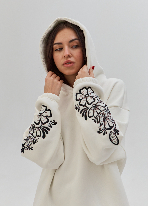 Толстовка жіноча oversize з красивою вишивкою Hector 24219