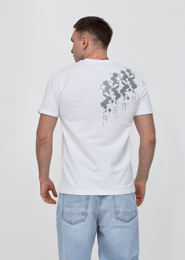Футболка з оринінальним принтом HEXAGONS спереді та на спинці Hector 42023
