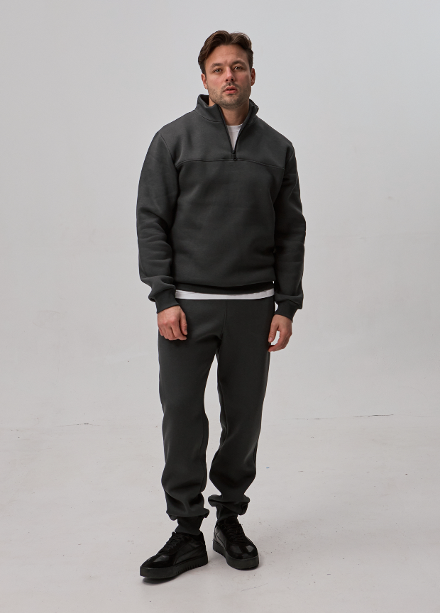 Теплий чоловічий костюм з коміром-стійкою та короткою застібкою 30593