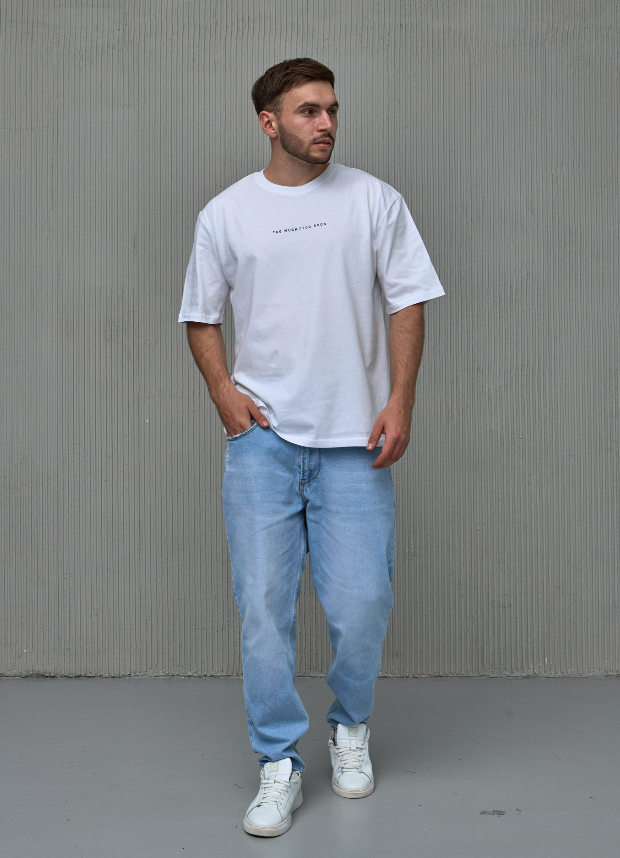 Футболка oversize з принтом TOO MUCH/TOO SOON Hector 40493