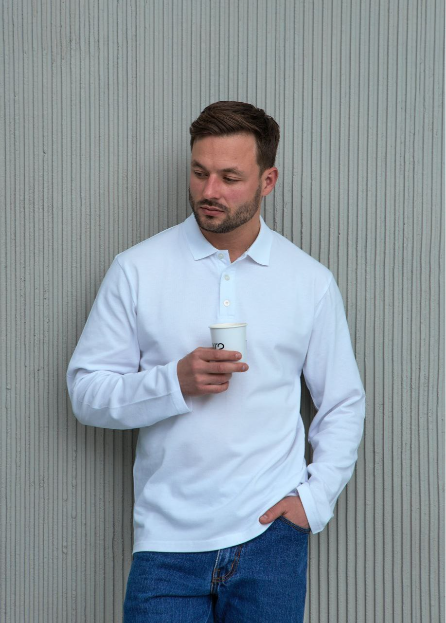 Чоловіче поло з відкладним коміром та довгими рукавами 19563