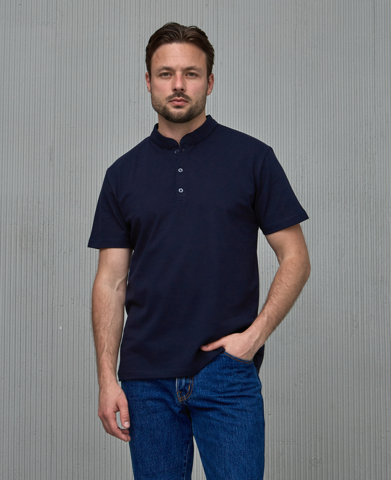 Чоловіча футболка поло з коротким коміром без вишивки 19559