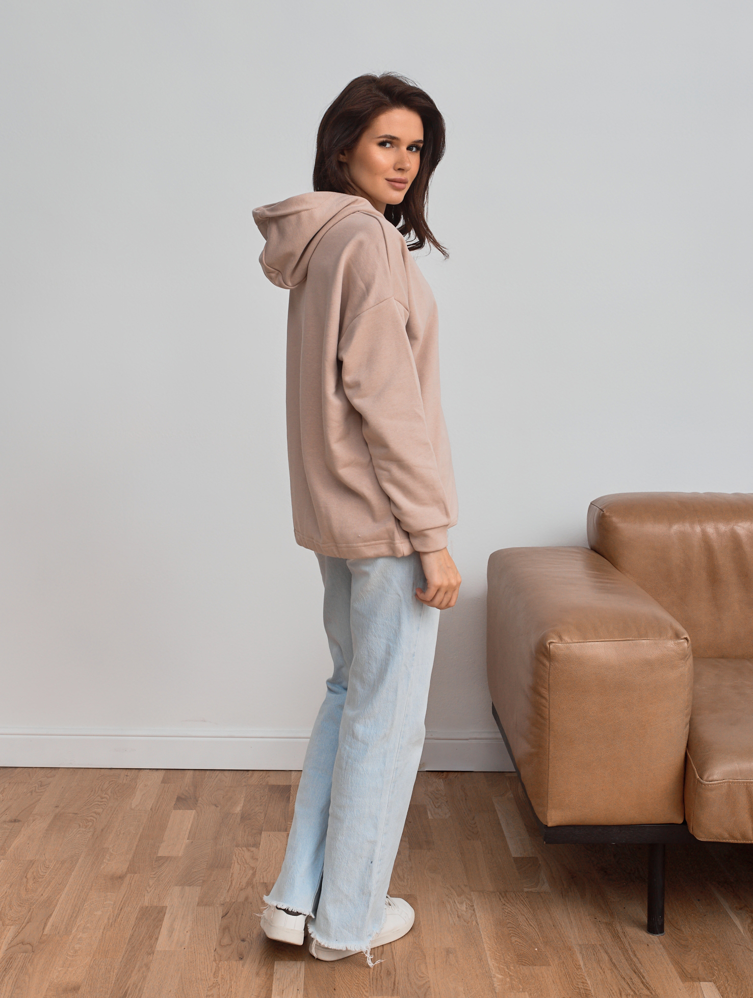 Худі жіноче oversize з подвійним капюшон та фіксатори 24207