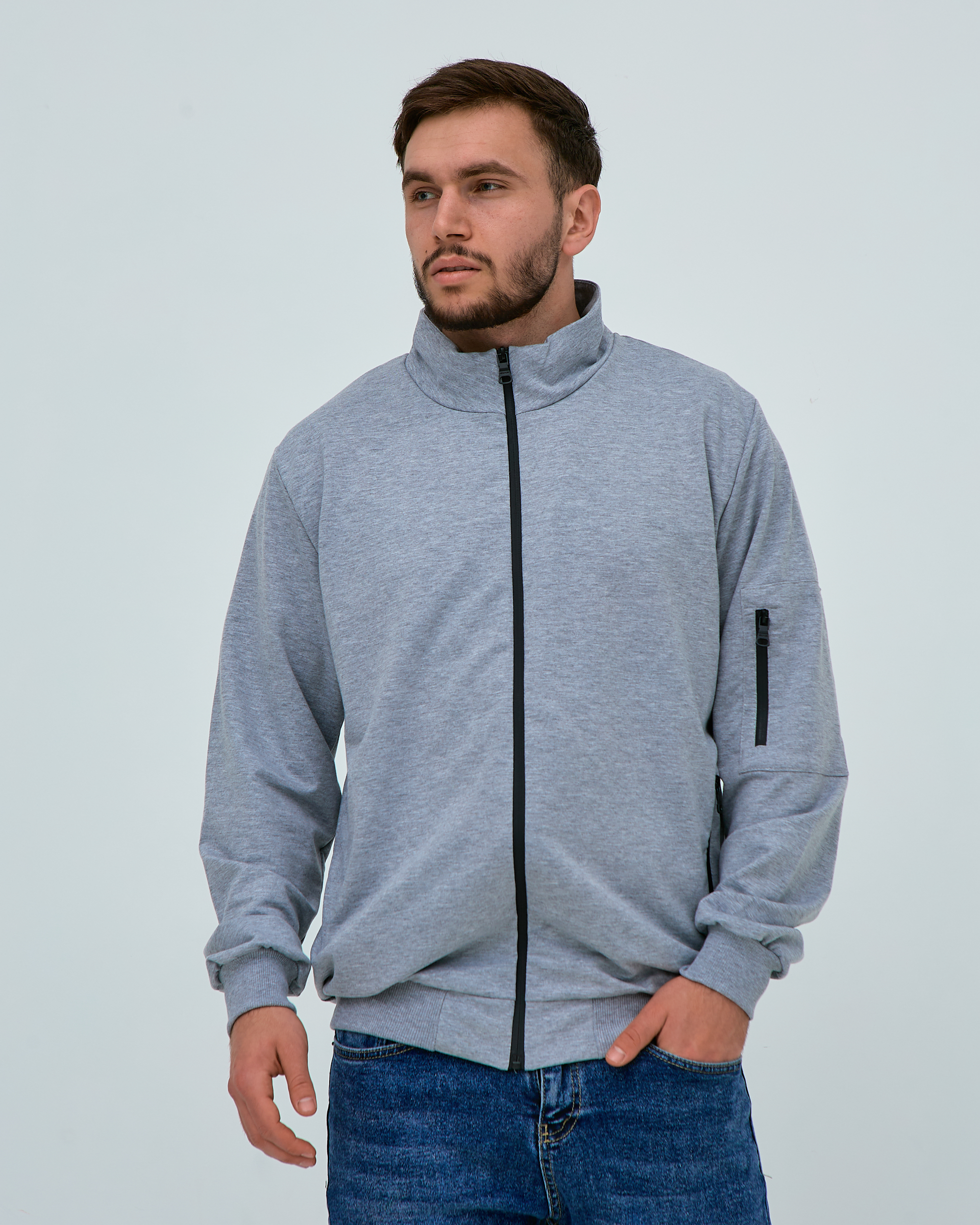 Мужская кофта на молнии без капюшона большие размеры 18155