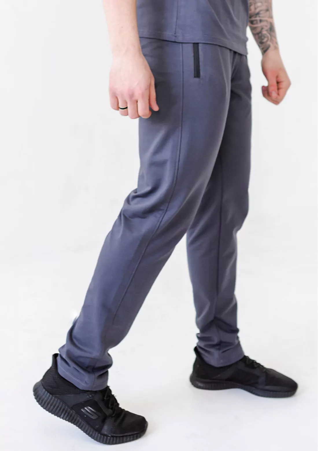 Мужские прямые спортивные штаны с карманами на молнии 27480