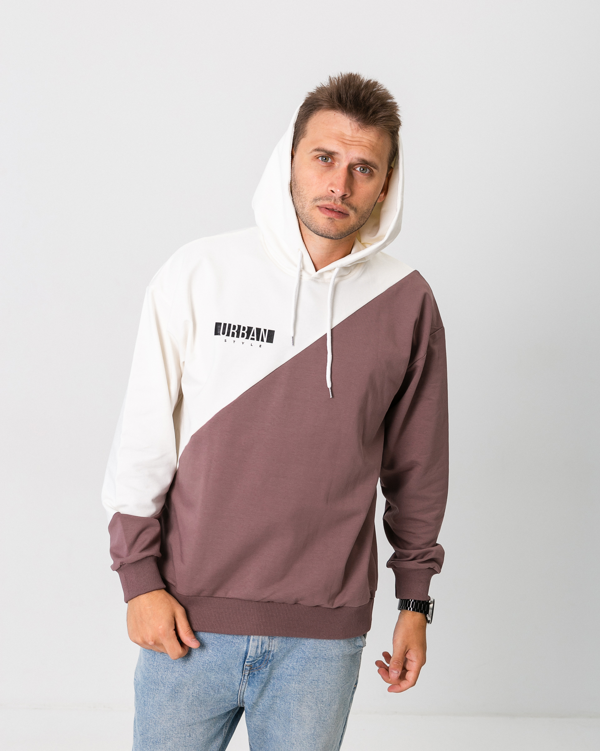 Стильне комбіноване худі urban 17291